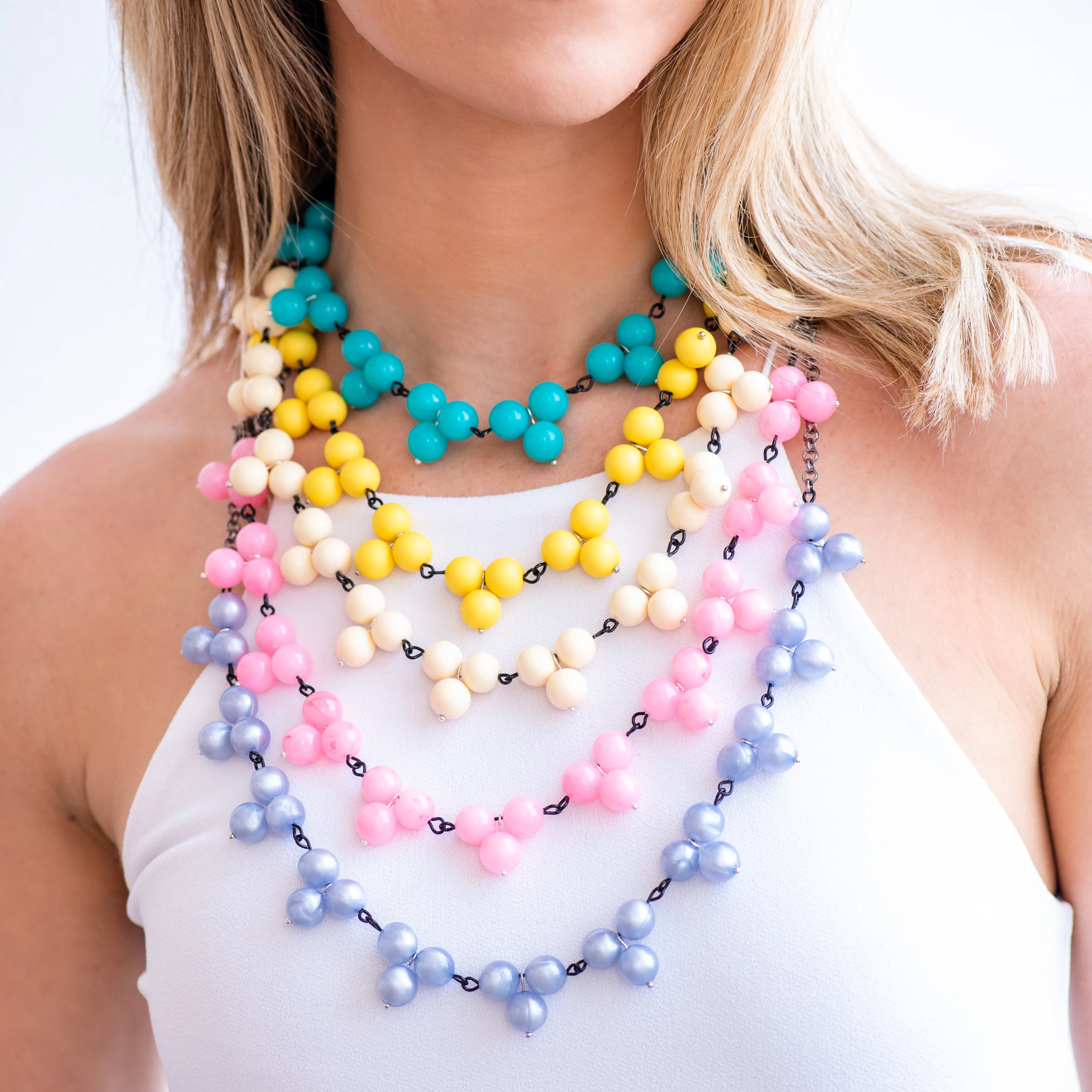 Turquoise Blue Green Tricot Necklace