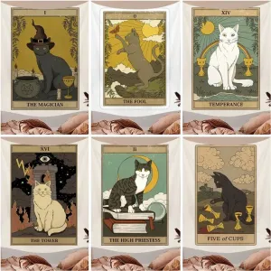 'Vintage Cat Tapestry - Decorative Wall Hanging Fabric