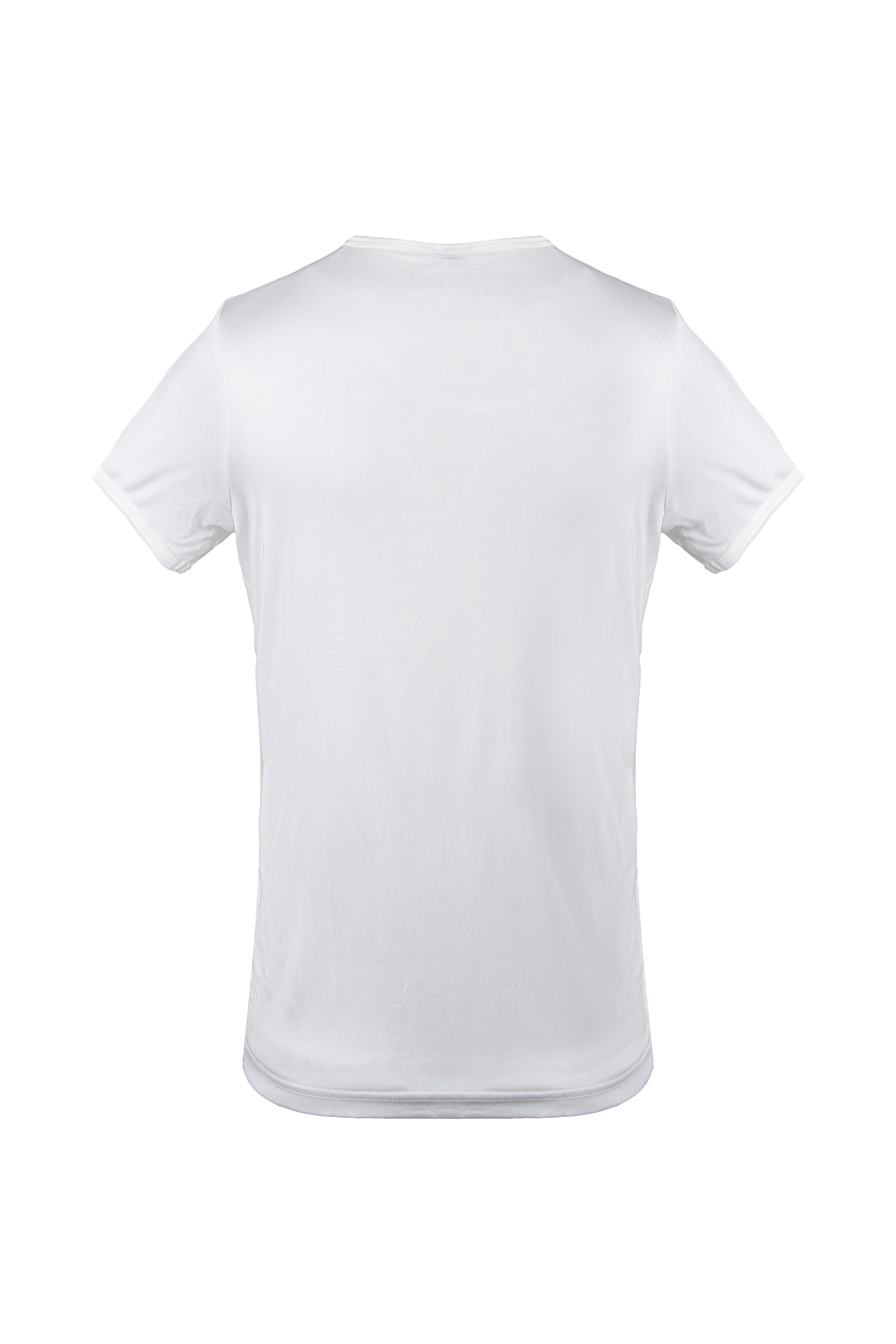 White Marina Silk Blend Round Neck T-Shirt