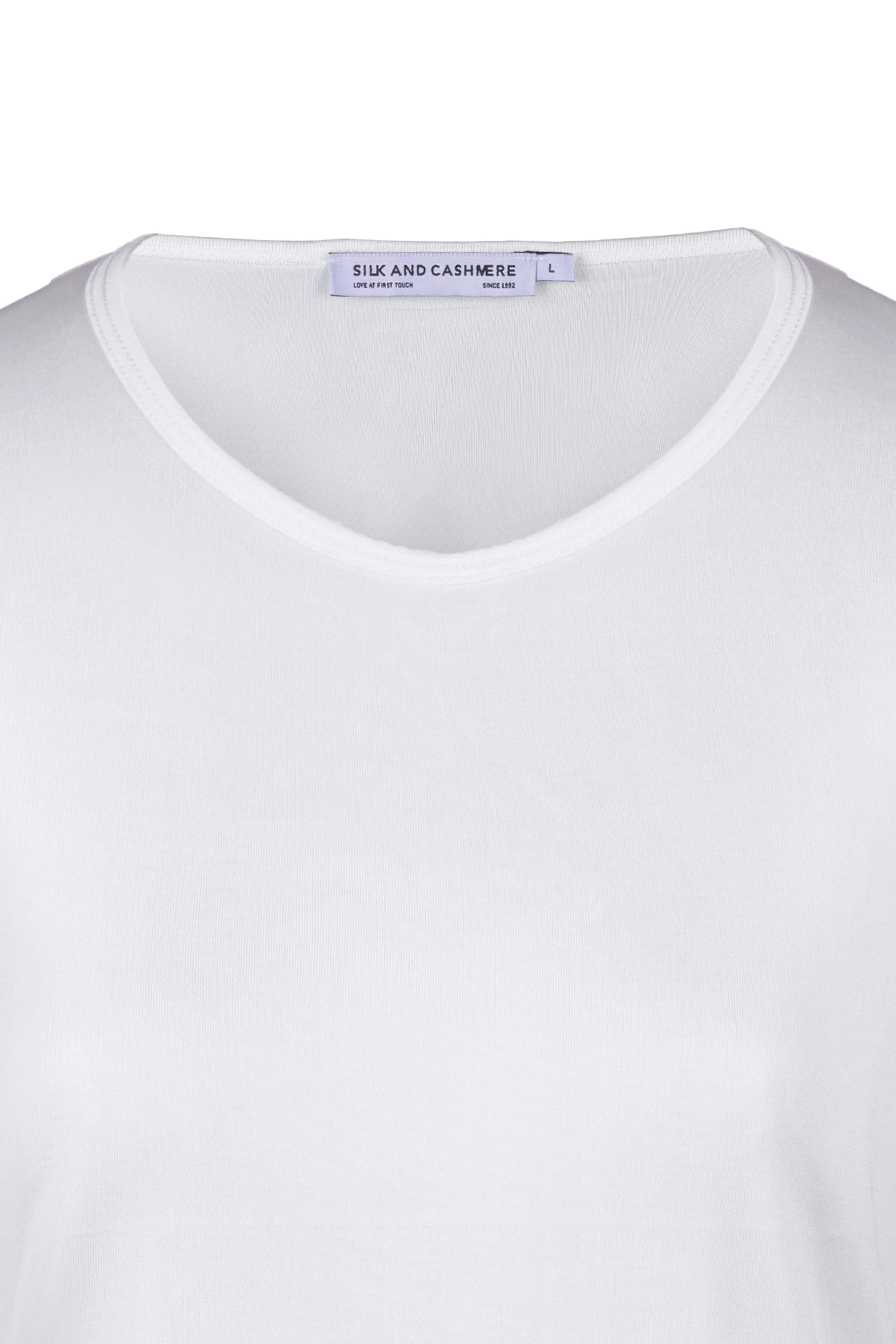White Marina Silk Blend Round Neck T-Shirt