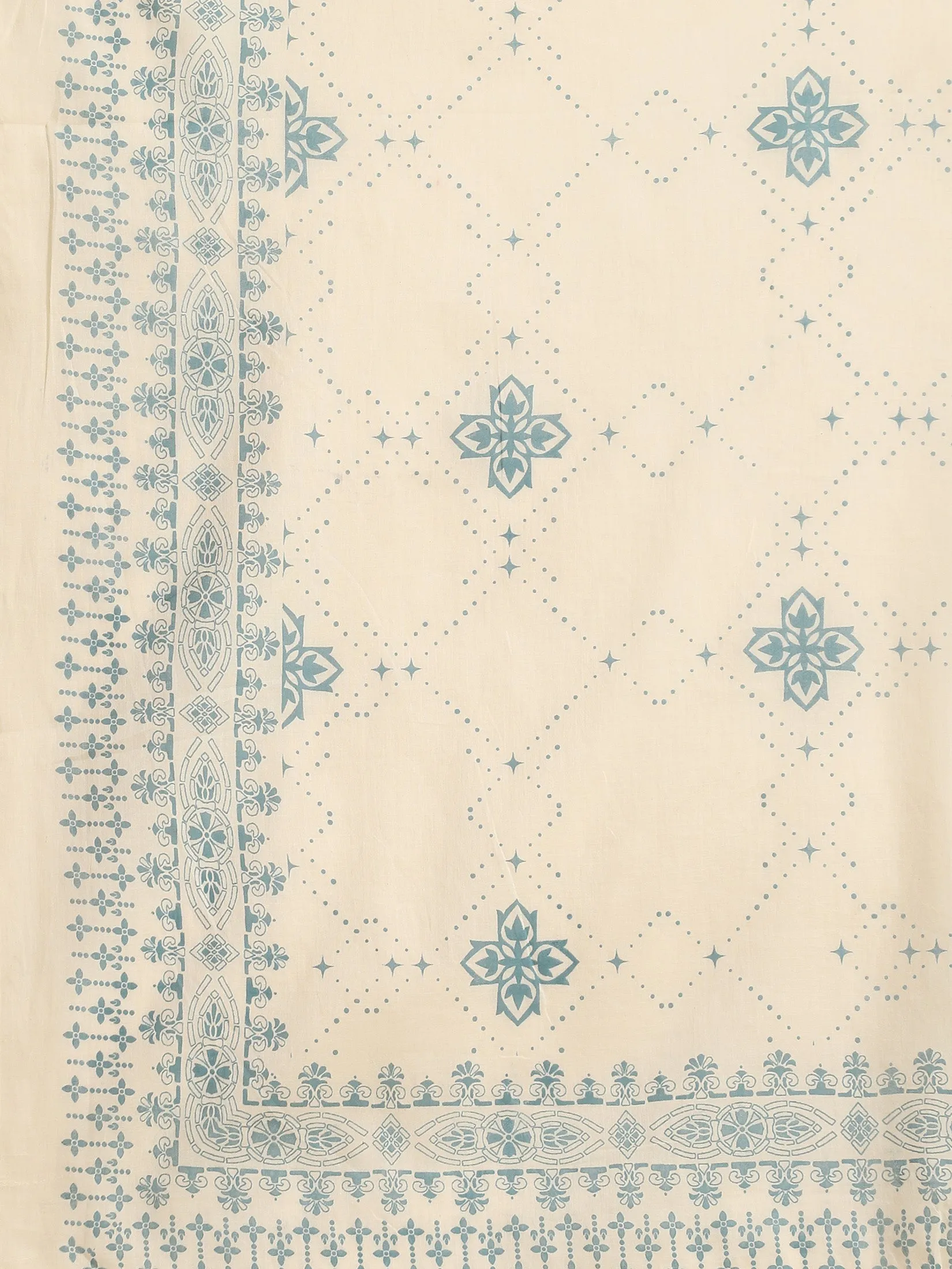Women Blue Geometric Printed Kurta Trouser Dupatta