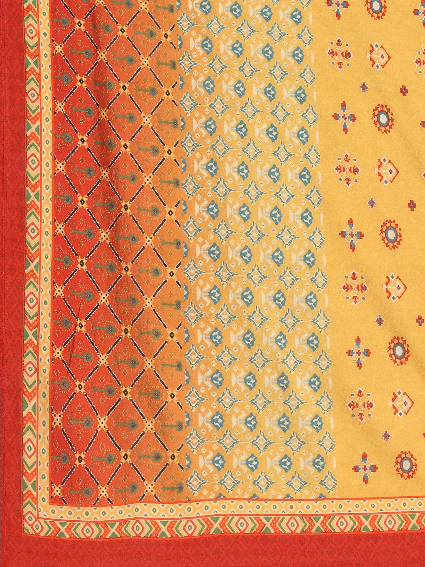 Women Mustard Geometric Printed Kurta Harem Pant Dupatta
