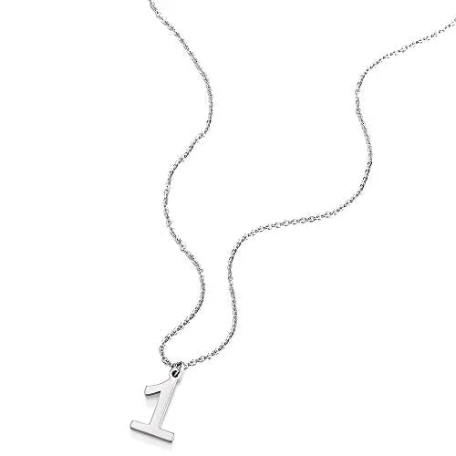 Womens Mens Stainless Steel Arabic Numerals Number 1-8 Pendant Necklace with Adjustable Rope Chain