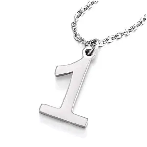 Womens Mens Stainless Steel Arabic Numerals Number 1-8 Pendant Necklace with Adjustable Rope Chain