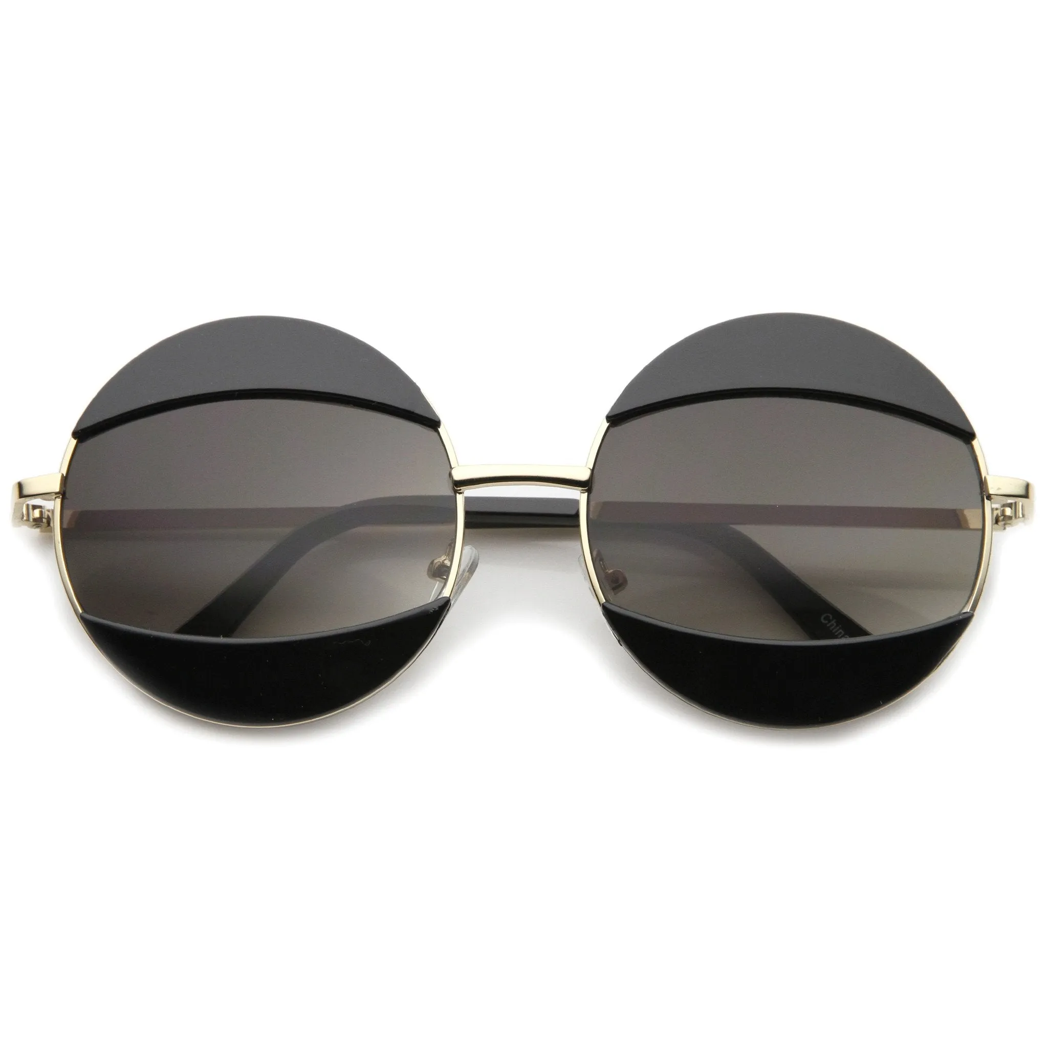 Women's Oversize Round Eyelid Metal Sunglasses A131