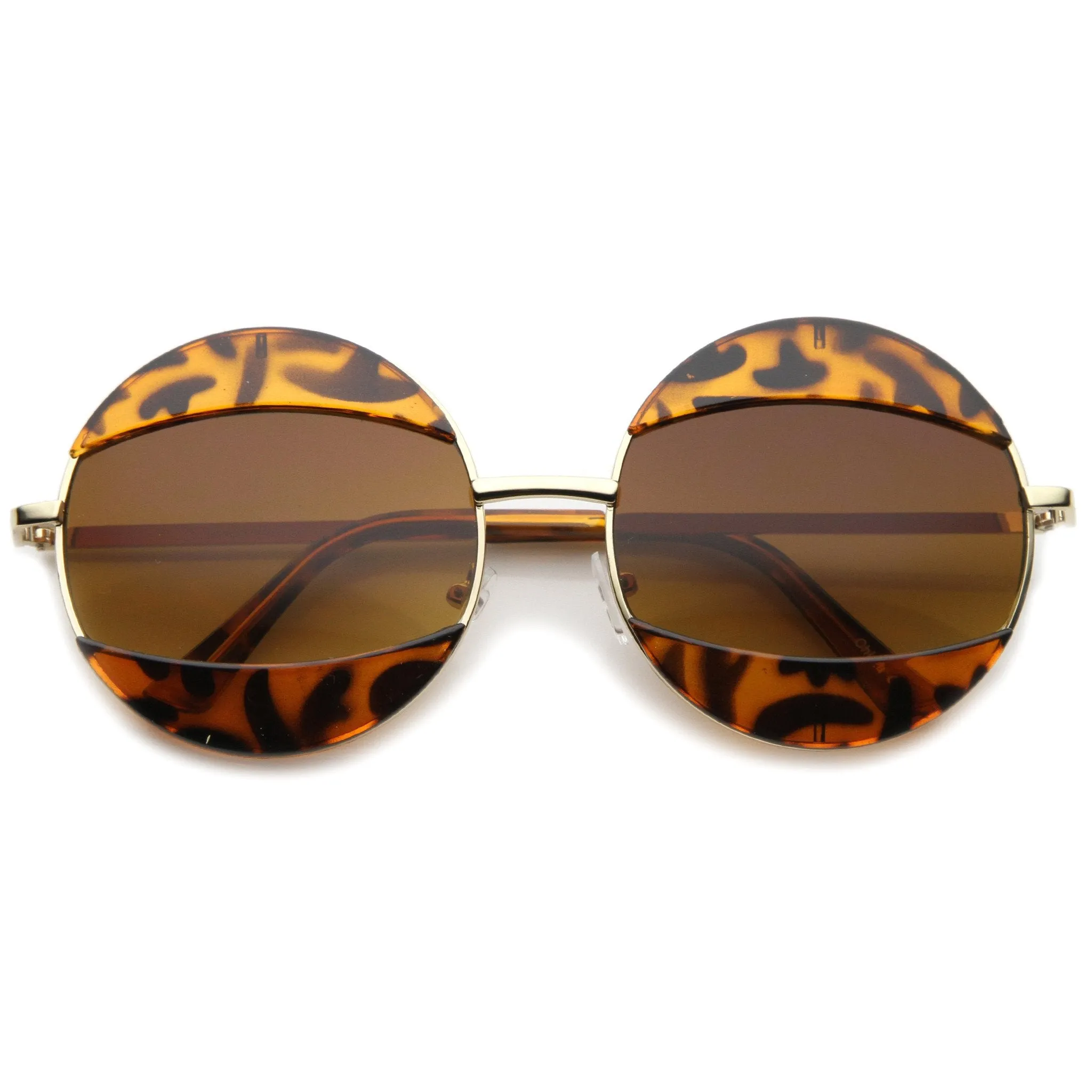 Women's Oversize Round Eyelid Metal Sunglasses A131