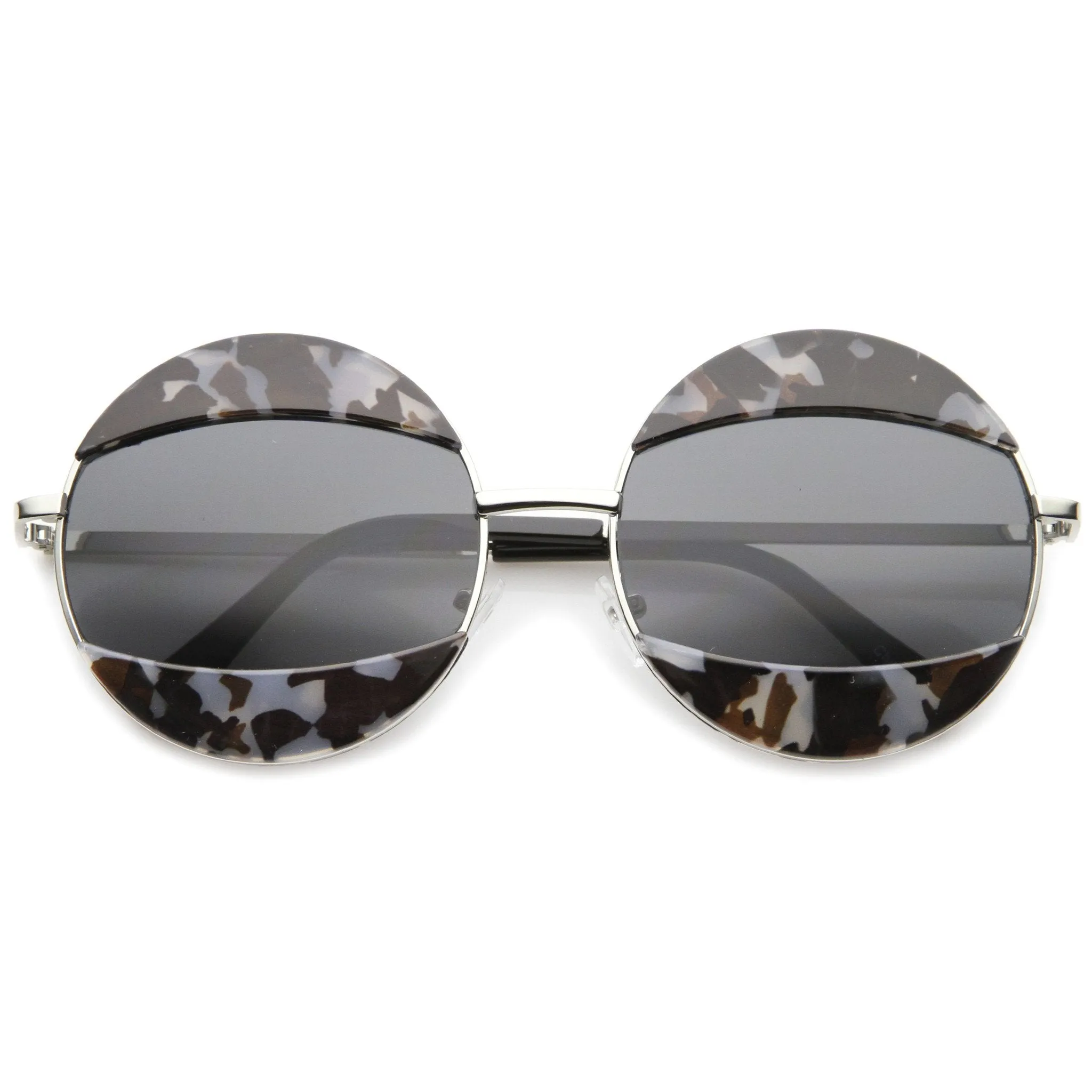 Women's Oversize Round Eyelid Metal Sunglasses A131