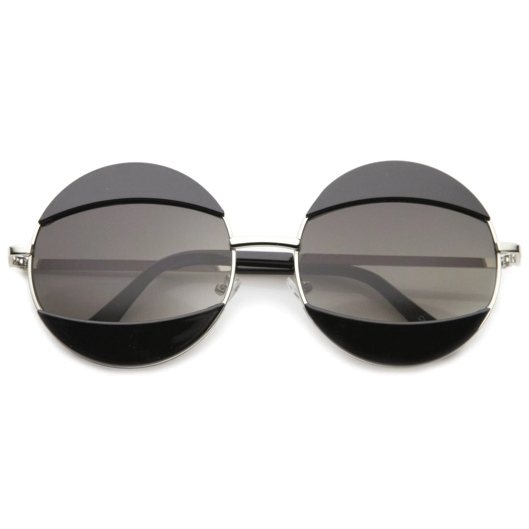 Women's Oversize Round Eyelid Metal Sunglasses A131