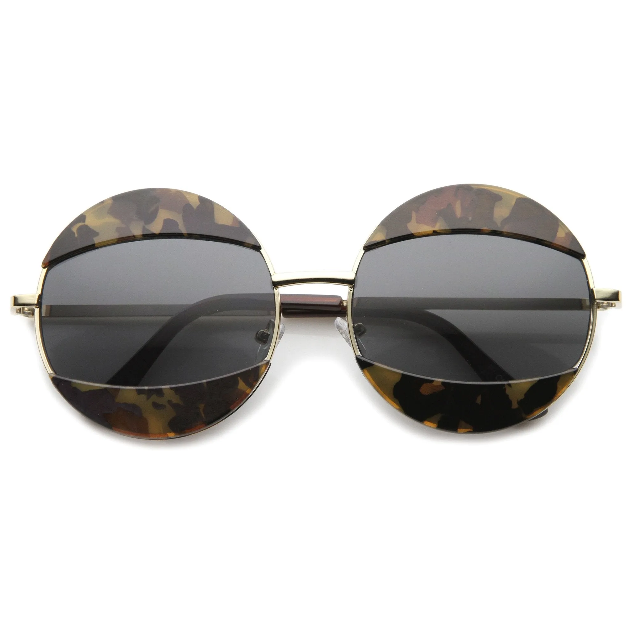 Women's Oversize Round Eyelid Metal Sunglasses A131