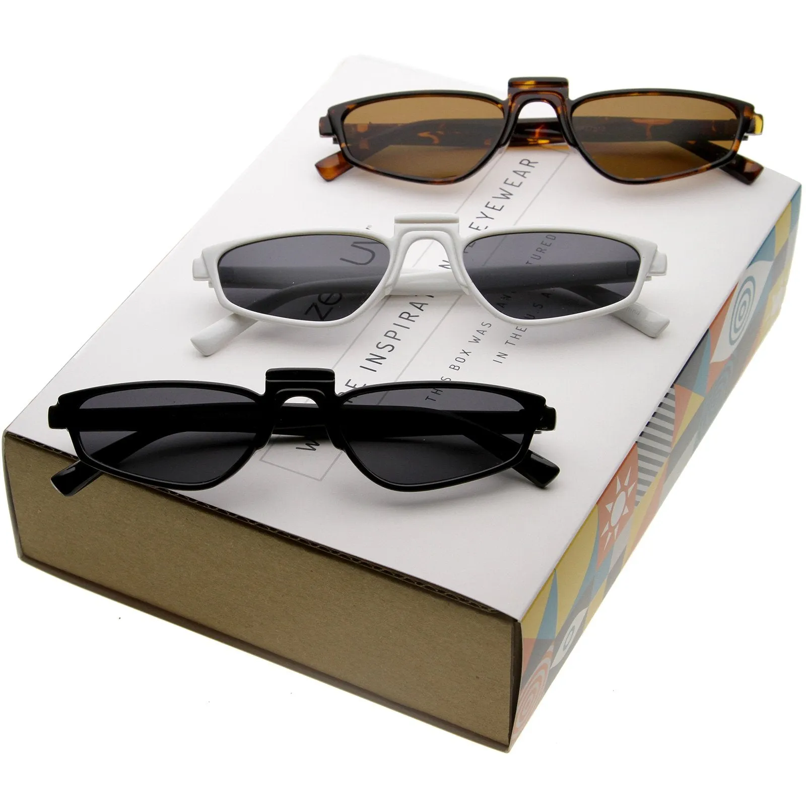 Women's Retro 1990's Thin Small High Nose Bridge Sunglasses C731 [Promo Box]