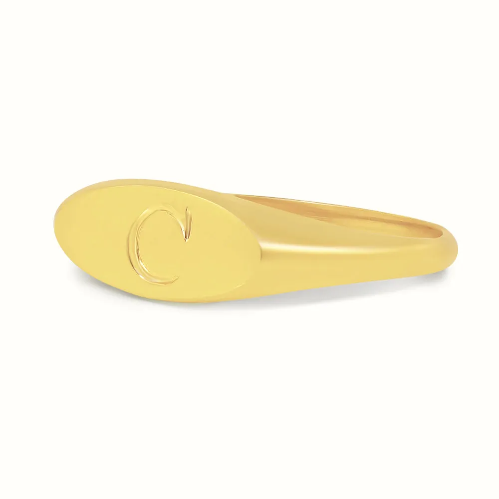 Women's Vermeil Custom Initial Letter Small Signet Ring