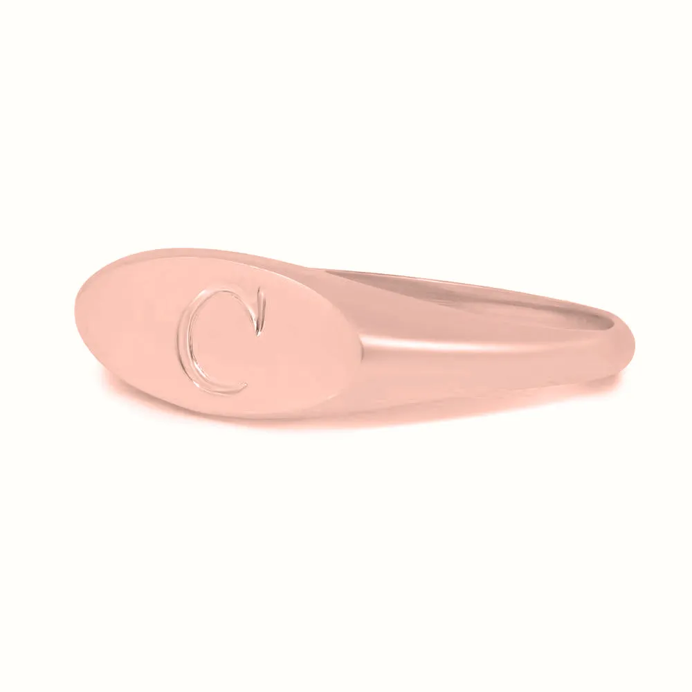 Women's Vermeil Custom Initial Letter Small Signet Ring