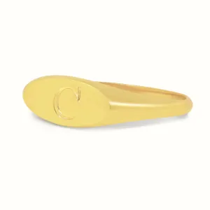 Women's Vermeil Custom Initial Letter Small Signet Ring