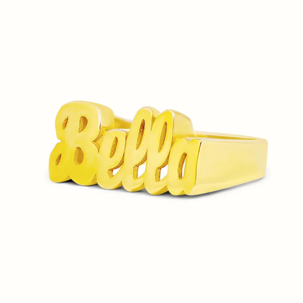 Women's Vermeil Custom Script Name Ring V2